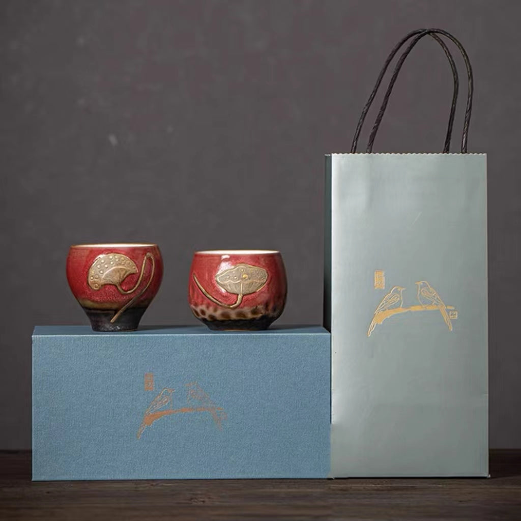 Lotus leaf and lotus tea cup set for gift-IM409