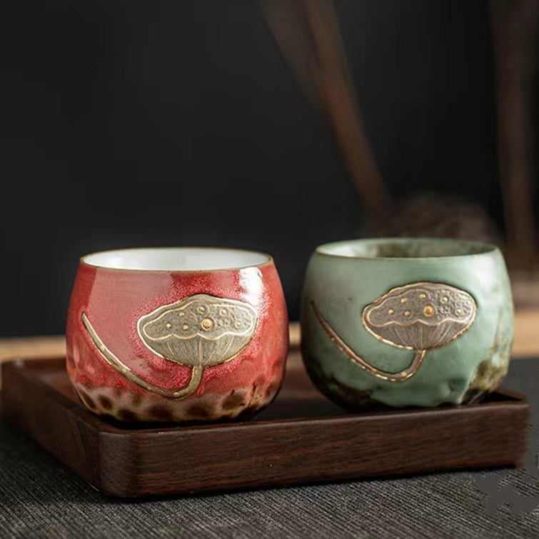 Lotus leaf and lotus tea cup set for gift-IM409