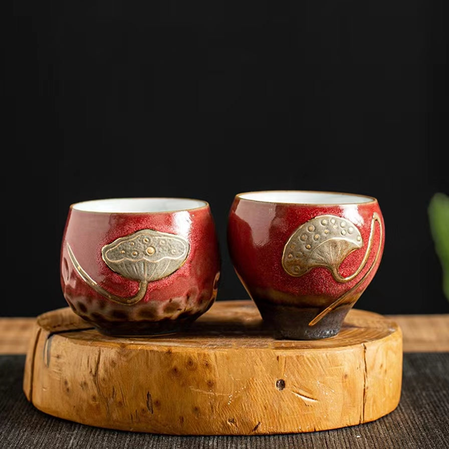 Lotus leaf and lotus tea cup set for gift-IM409