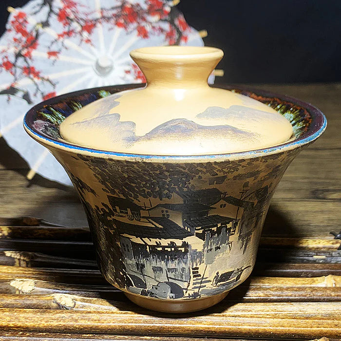 Master Collection Hand painted Panlong in Jiangnan Scenery Gaiwan-IM278