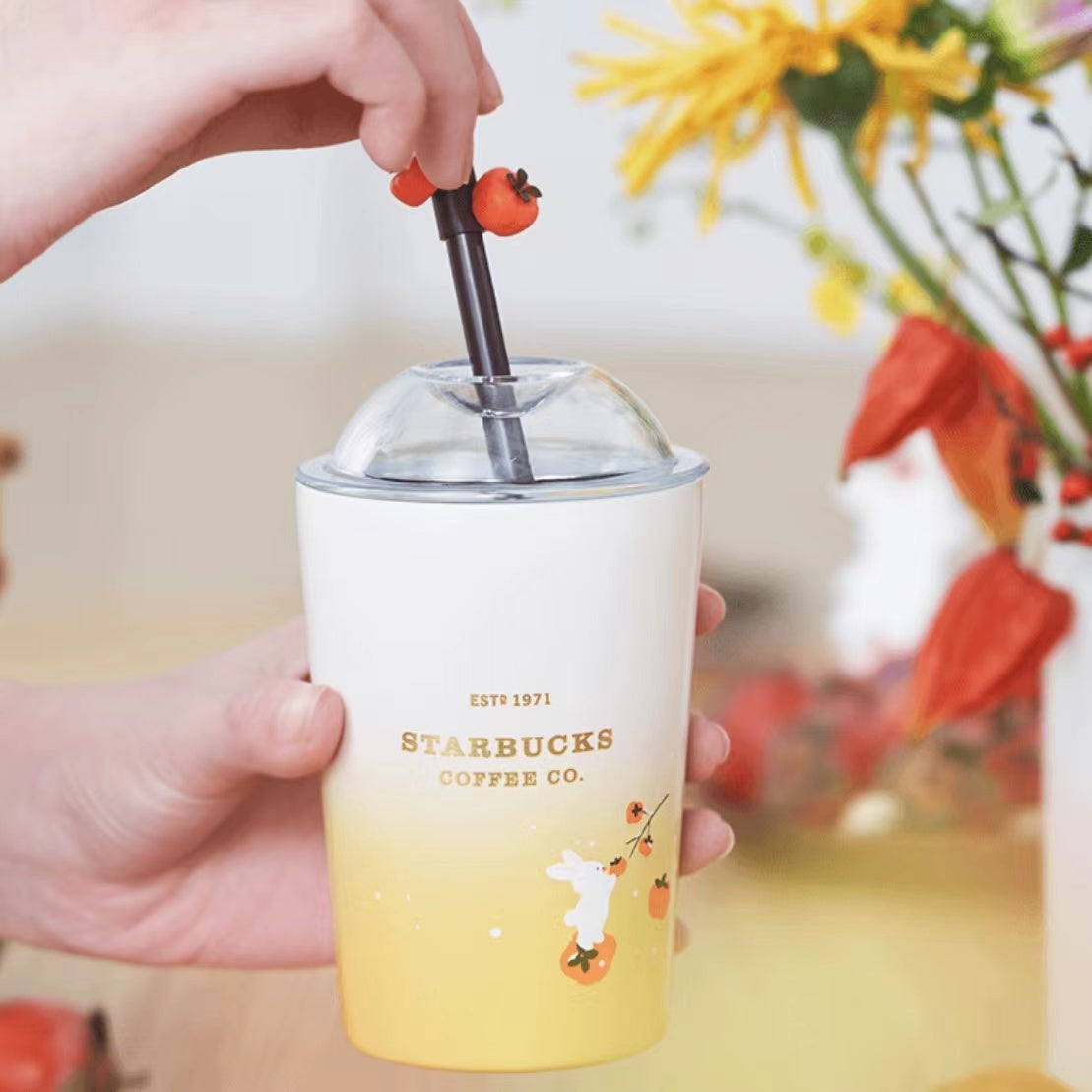 STARBUCKS - Cute rabbit stainless steel straw accompanying cup 360ml