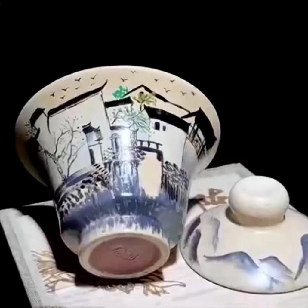 Master Collection Hand painted Panlong in Jiangnan Scenery Gaiwan-IM278