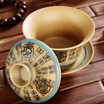 hand-painted Master Wu three piece gai wan Kung Fu tea cup-IM294