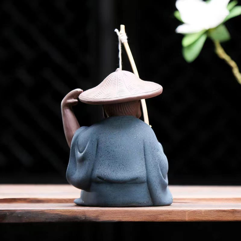 Zisha Jiang Tai Gong Fishing Tea Pet figure ceramic ornament-IM305